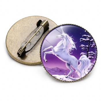 Unicorn Photo Printed Lapel Pins Cartoon Pin Badge