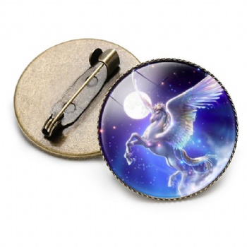 Unicorn Photo Printed Lapel Pins Cartoon Pin Badge