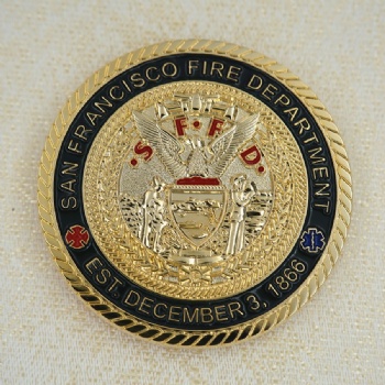 High Quality Metal Military Coin Gold Firefighter Bulk Challenge Coin Custom Challenge Coins